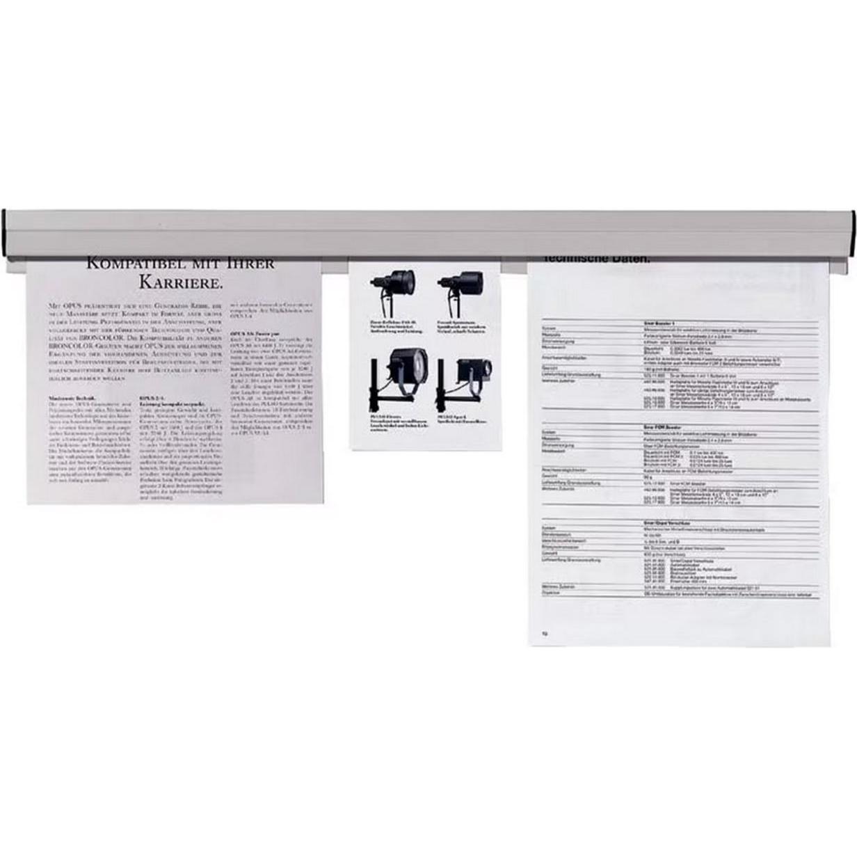 Franken, Prospektständer, Papierklemmschiene, selbstklebend, Länge: 1.180 mm Kunststoff, beliebig erweiterbar, Wandmonta...
