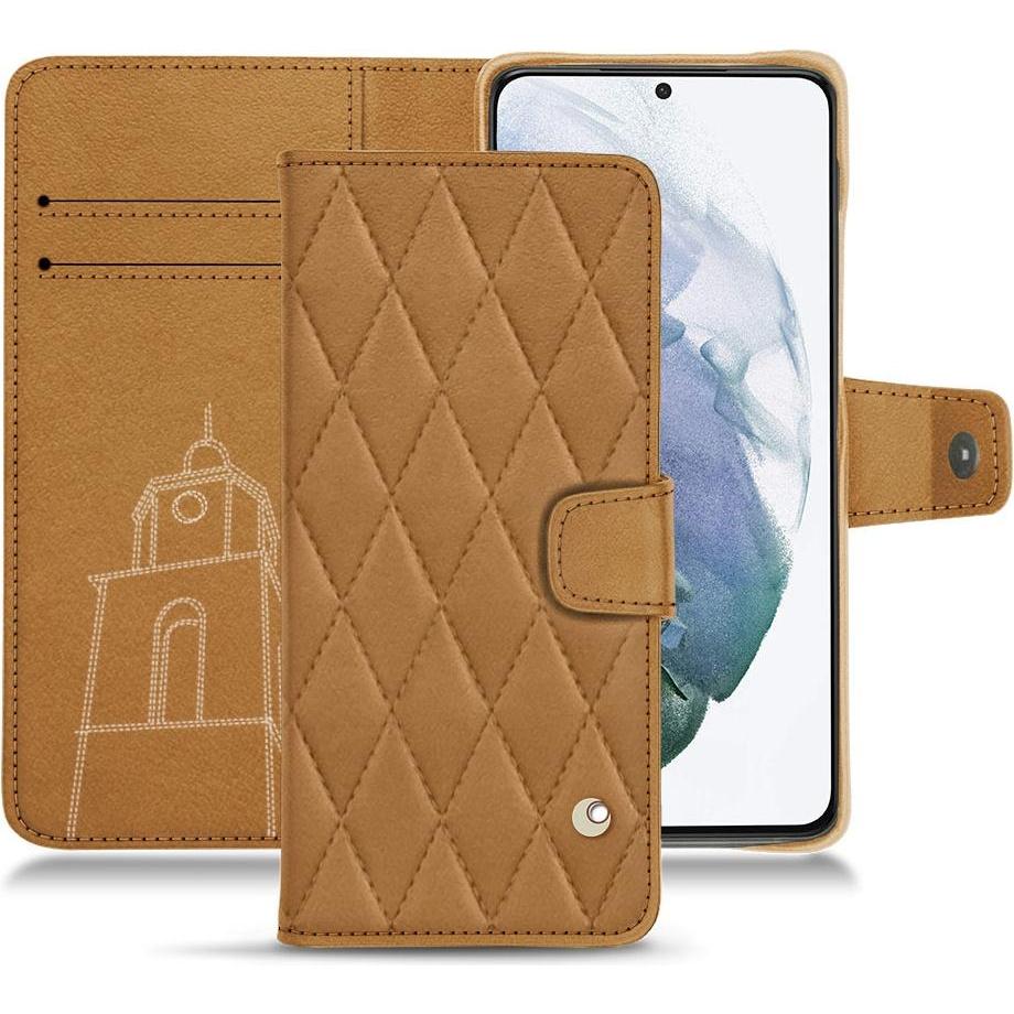 Noreve Lederschutzhülle Wallet (Samsung Galaxy S21+), Smartphone Hülle, Braun