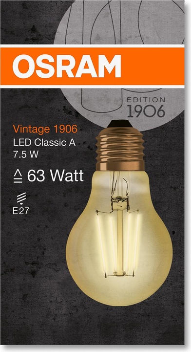Produktbild Osram Vintage 1906 Led Classic A (E27, 8 W, 950 lm, 1 x, E)