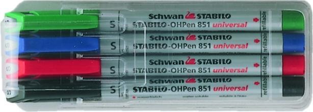 Image du produit STABILO Stylo universel OHPen soluble dans l'eau (Vert, Rouge, Bleu, Noir, 0.40 mm, 4 x)