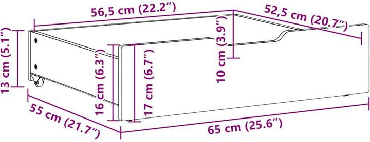 Image du produit vidaXL Bettschublade (65 x 55 x 16 cm)