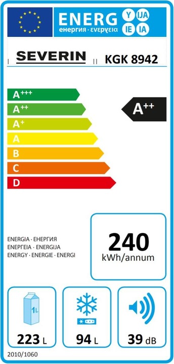 Etichetta energetica Severin KGK8942 (341 l)