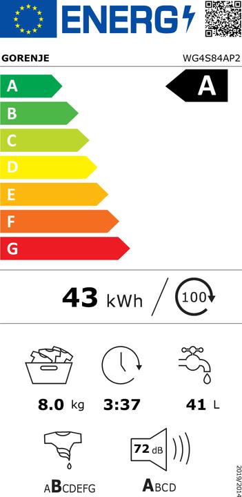 Energie-Label Gorenje WG4S84AP2 (8 kg, Links)