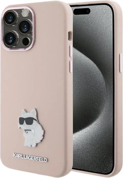 Actual product image Karl Lagerfeld KLHCP15LSMHCNPP iPhone 15 Pro 6.1" różowy/pink Silicone Choupette Metal Pin (Apple iPhone 15 Pro)