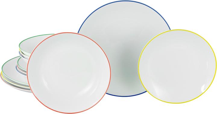 White with coloured lines (blue, yellow, red and green)