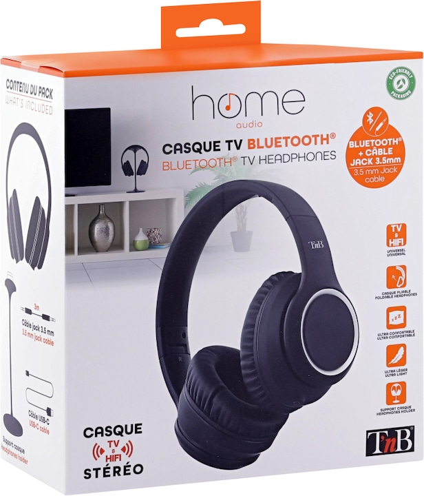 Image du produit T'nB Casque pour TV avec Bluetooth 10m, 20Hz-20KHz, 7h, CBTHOME (pas de réduction du bruit, 7 h, Filaire)
