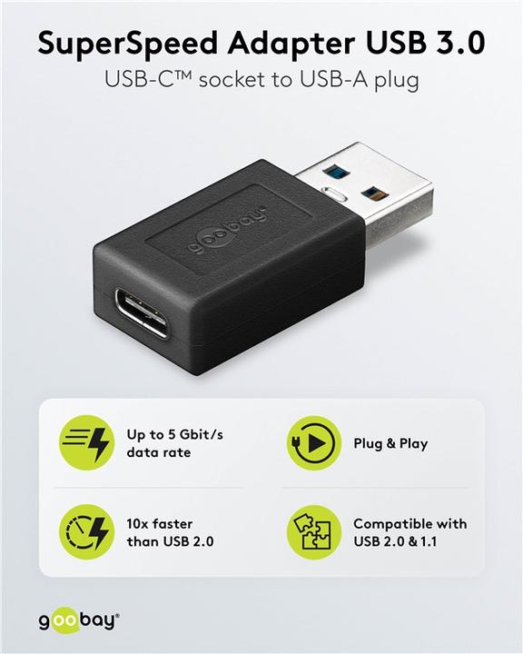 Actual product image Goobay USB A 3.0 to USB-C (USB-C, USB 3.0, 3.80 cm)
