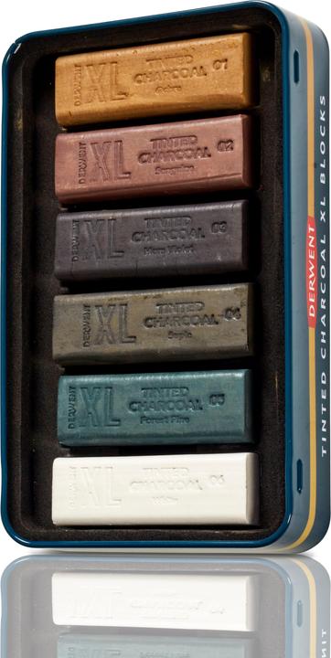 Produktbild Derwent Tinted Charcoal Xl Blocks Tin Of 6 (601057) (6 x)