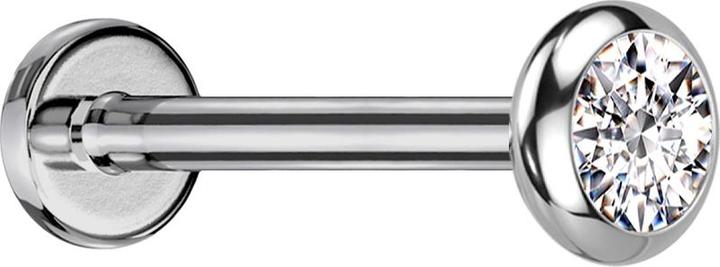 Produktbild Star Piercing Micro Labret Innengewinde silber Scheibe abgerundet silber Kristall silber (Titan, ohne Messing)