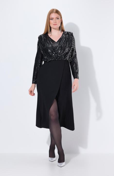 Image du produit Ulla Popken Robe maxi bodycon, en jersey scintillant, jupe longue (52)