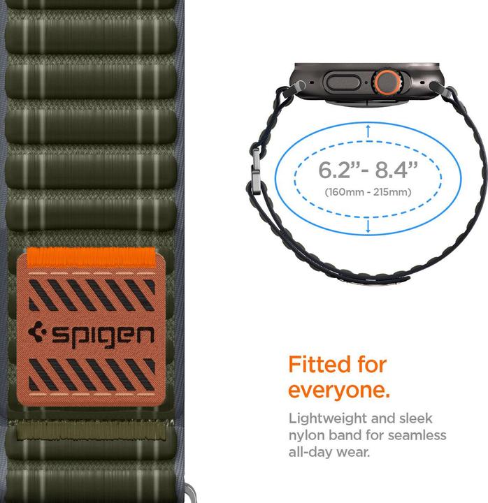 Actual product image Spigen WBF0 Apple Watch (44/45mm) / Watch 10/11 (46mm) / Ultra (49mm) Band Green (44 mm, 45 mm, 46 mm, 49 mm, Fabric, Nylon)