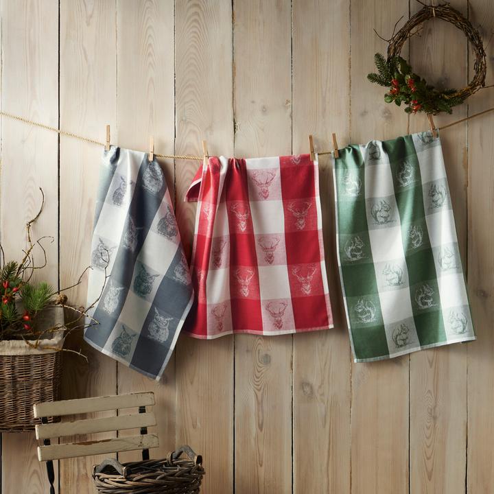 Produktbild Erwin Müller Geschirrtuch "Hirsch und Wichtel" 4er-Pack (70 x 50 cm)