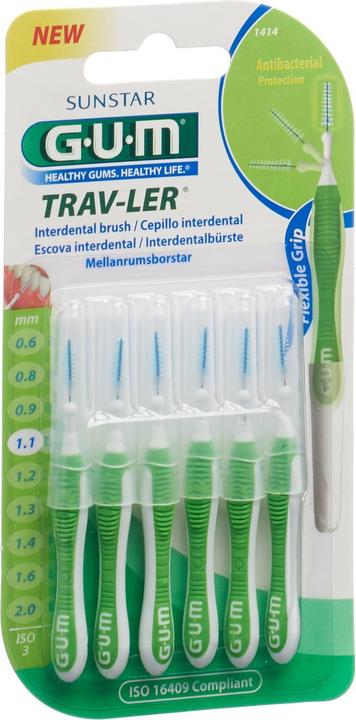Produktbild GUM Interdentalbürsten Trav-Ler 1.1 mm grün 6 Stück (6 x, 1.10 mm)