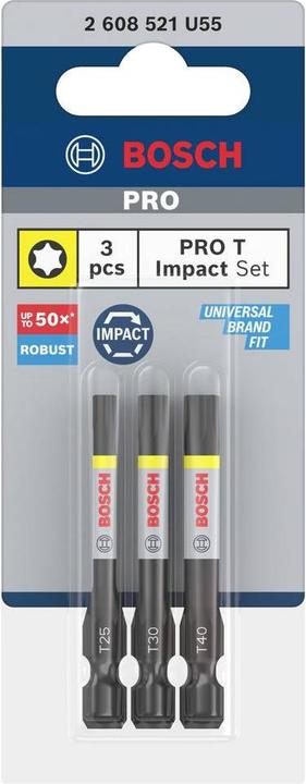 Actual product image Bosch Professional Zubehör PRO Torx Impact Bit, T25, T30, T40, 55 mm, 3 pcs. (Hexagon socket TX)