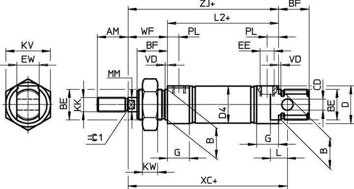 Produktbild Festo Round Cylinder, 25mm Bore, 25mm Stroke