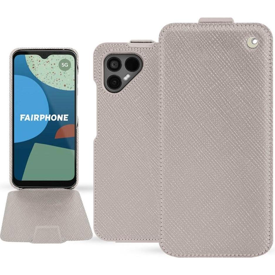 Noreve Lederschutzhülle vertikal (Fairphone 4), Smartphone Hülle, Beige