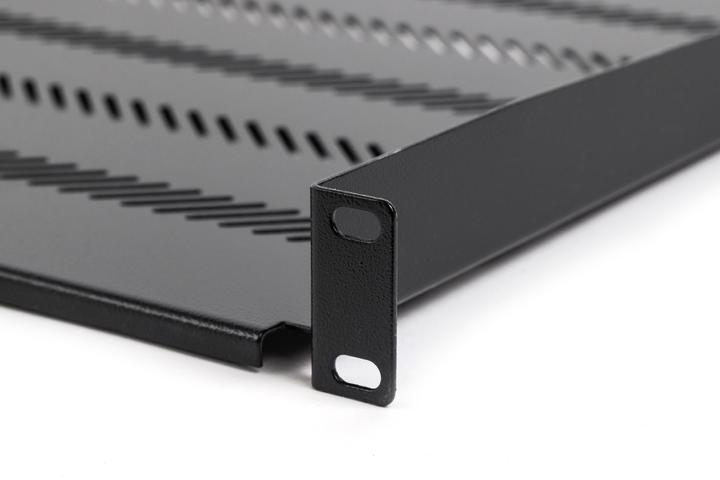 Actual product image Digitus Fixed shelf 19 1U depth 650 mm Load capacity 25 kg 4-point mounting black Screws and Gr