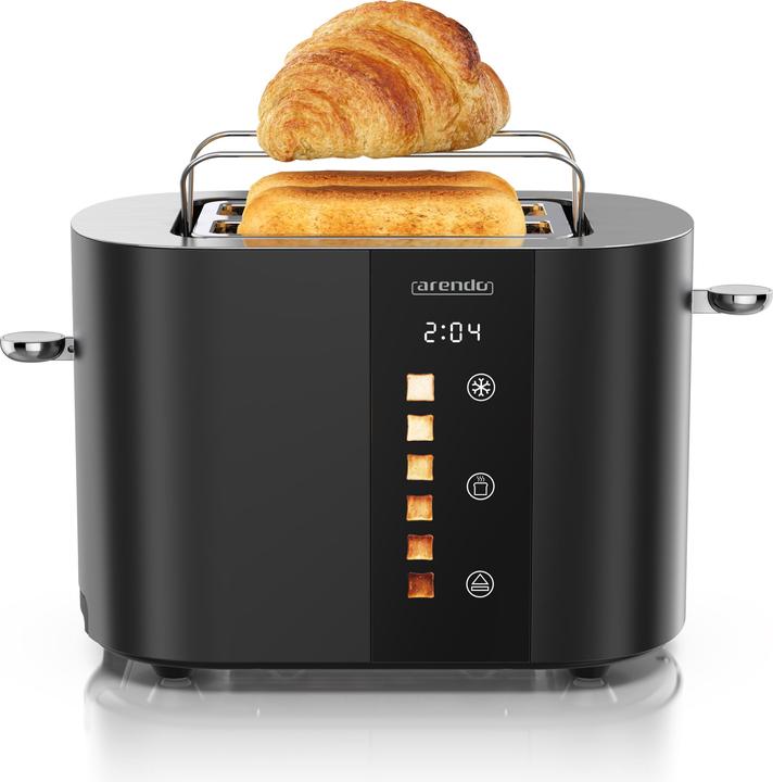 Produktbild Arendo Toaster Edelstahl 2 Scheiben Kurzschlitz, Touch Display, Bräunungsgrad & Restzeitanzeige, 800 W