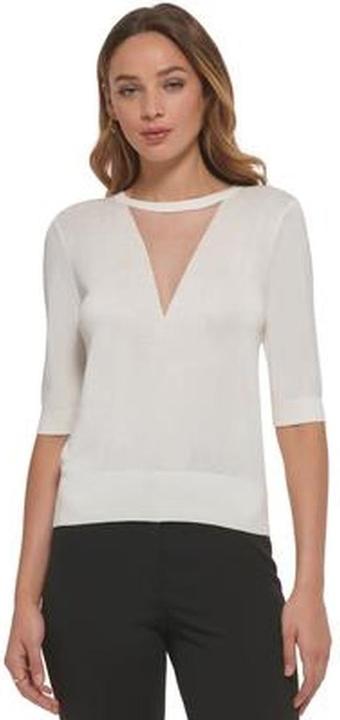 Actual product image DKNY Mesh Ribbed Crewneck Sweater (L)