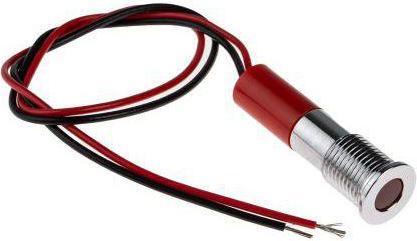 Produktbild RS PRO 8mm flush satin chr LED wires, red 24Vdc