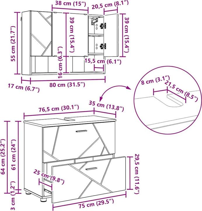 Actual product image vidaXL Badezimmermöbel Set