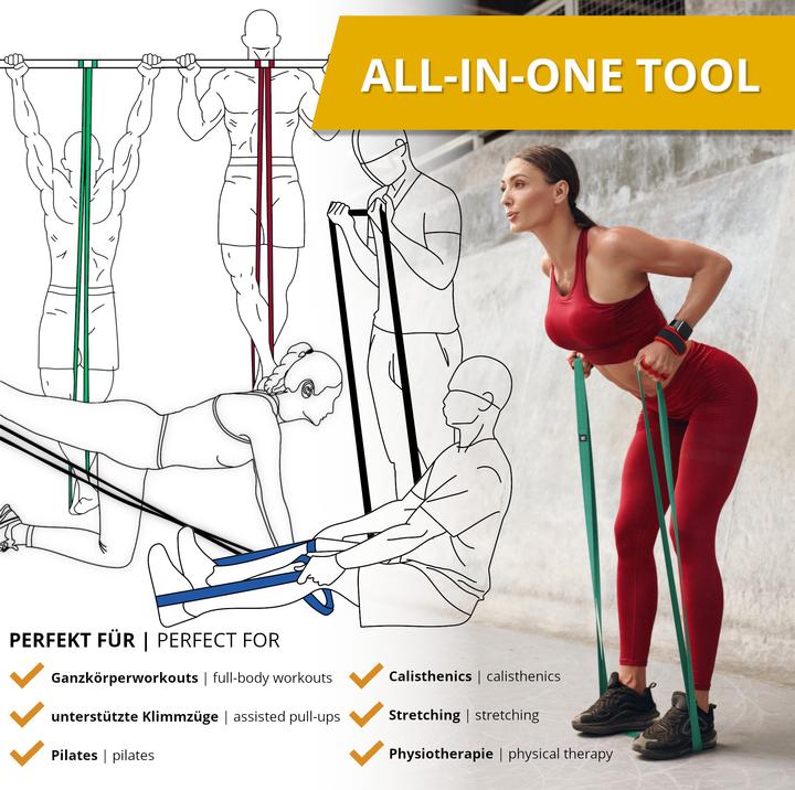 Image du produit BeMaxx Sport Klimmzugband Textil, 3er-Set (Fort, Moyen, Léger)