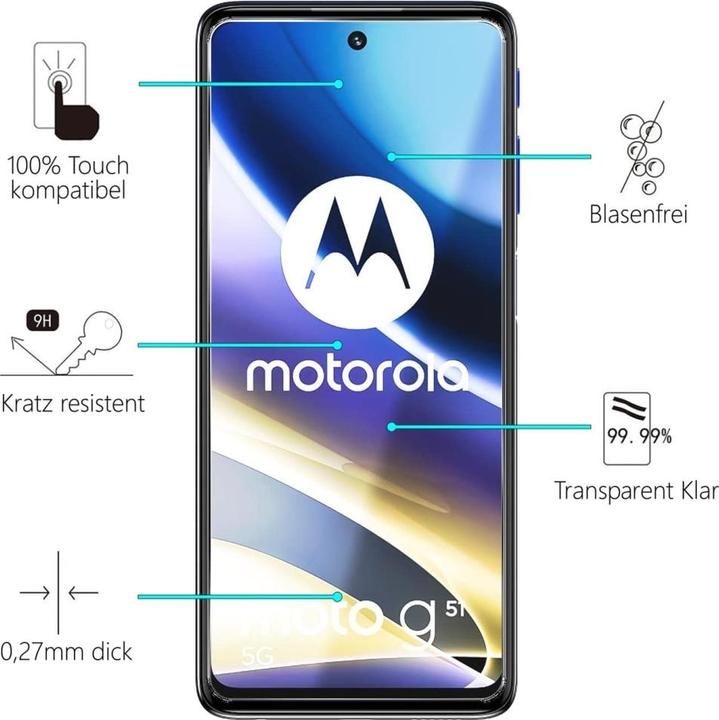 Produktbild Screenguard Motorola Moto G51 5G Panzerglas Schutzfolie Case Friendly Design (1 Stk., Motorola Moto G51 5G)