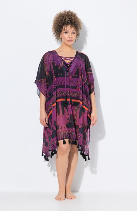Image du produit Ulla Popken Tunique oversize motif palmiers, laçage et manches courtes (42, 44, 46, 48)