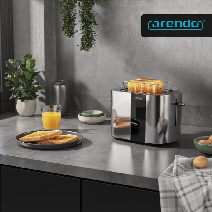Produktbild Arendo Toaster Edelstahl 2 Scheiben Kurzschlitz, Touch Display, Restzeit & Bräunungsgradanzeige, 800 W