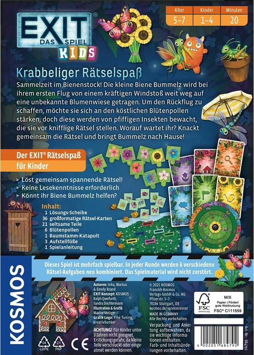 Produktbild Kosmos EXIT® - Das Spiel - Kids: Krabbeliger Rätselspass (Deutsch)
