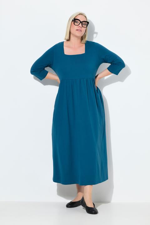 Produktbild Ulla Popken Jerseykleid, A-Linie, Carré-Ausschnitt, 3/4-Arm (62)