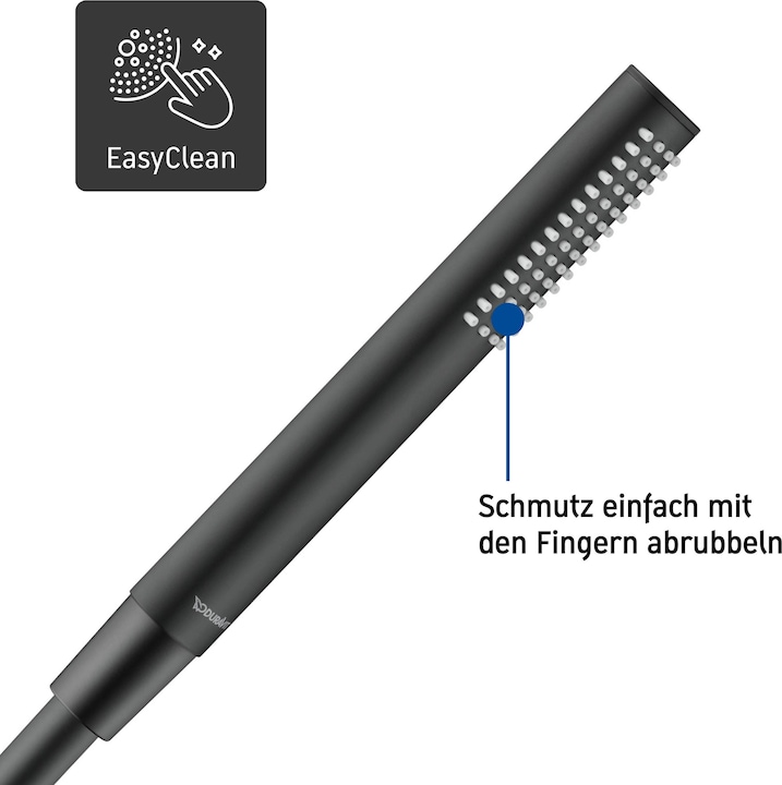 Produktbild Duravit Stabbrause rund schwarz matt (1 Strahlarten, 21 l/min)