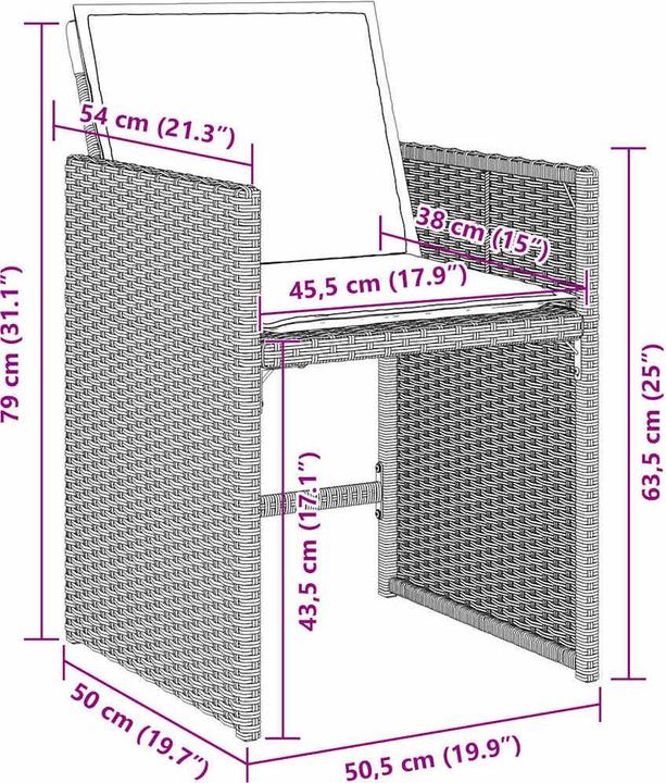 Produktbild vidaXL Garten Essgruppe (80 x 80 x 73 cm)