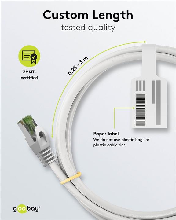 Produktbild Goobay GHMT-zertifiziertes CAT 8.1 Patchkabel, S/FTP PiMF, weiss (S/FTP, CAT8.1, 2 m)
