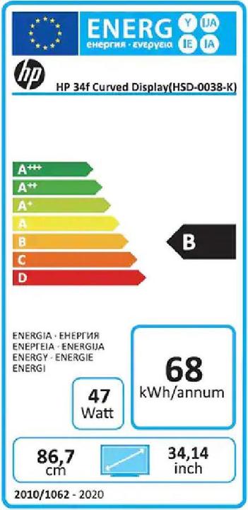 Energie-Label HP 34f (3440 x 1440 Pixel, 34")