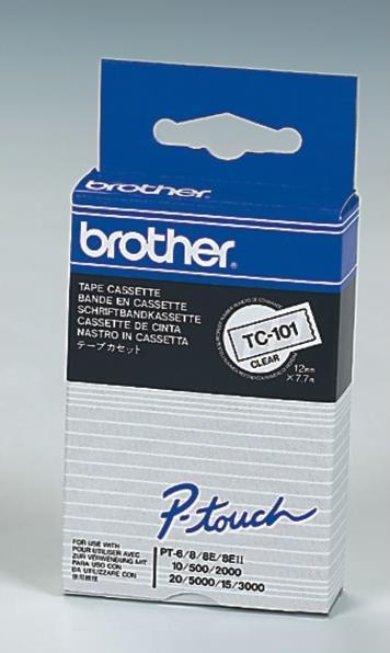 Actual product image Brother TC-101A DirectLabel black on transparent 12mm x 77m VE=10 P-Touch TC 9-12mm (1.20 cm, Black, Transparent)