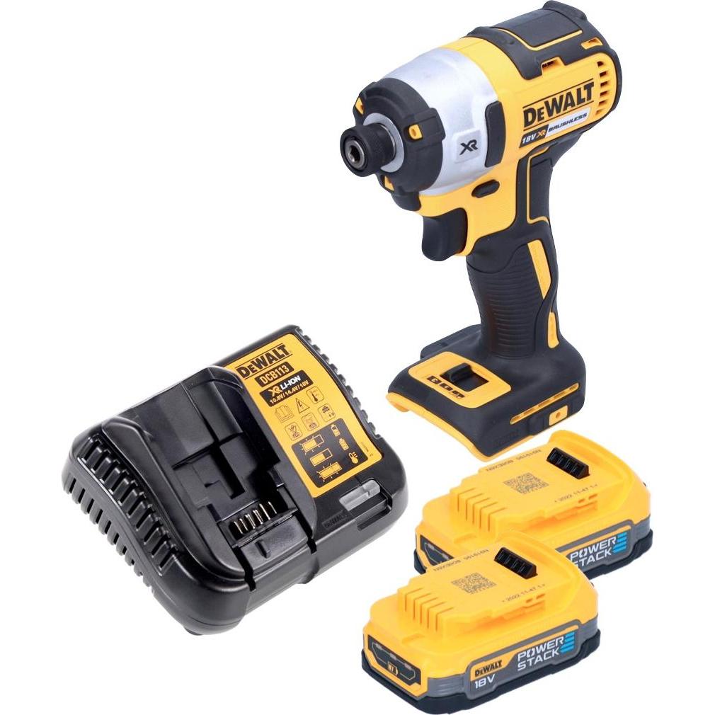 Thumbnail - DeWalt, Bohrmaschine + Akkuschrauber, DCF 887 E2 Akku Schlagschrauber 18 V 205 Nm 1/4" Brushless + 2x Akku 1,7 Ah + Lade...
