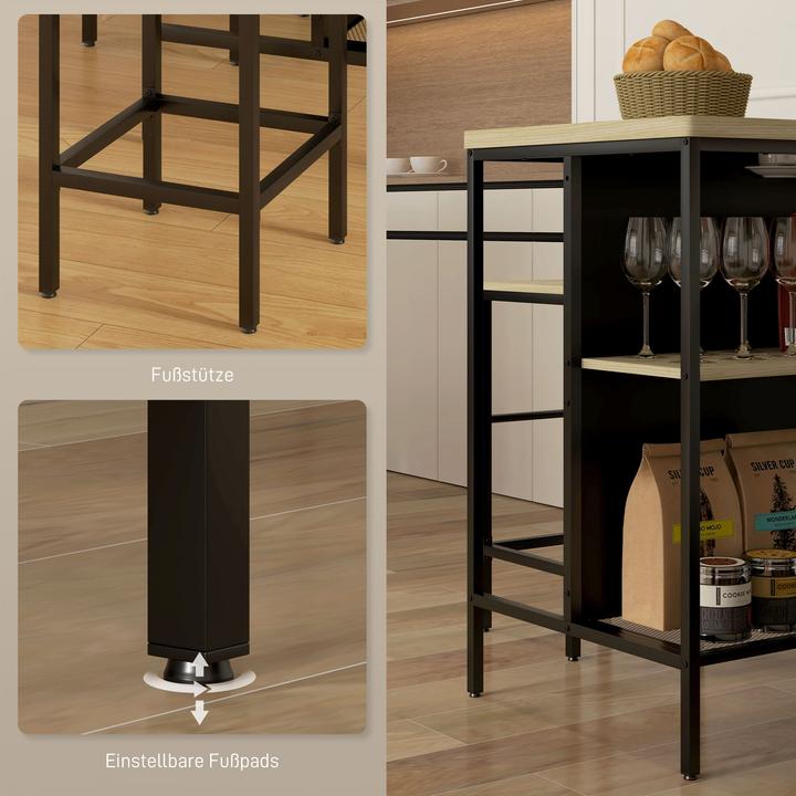 Produktbild Homcom Bartisch mit Barhocker Set MDF, Stahl Eiche (100 x 60 x 95 cm)