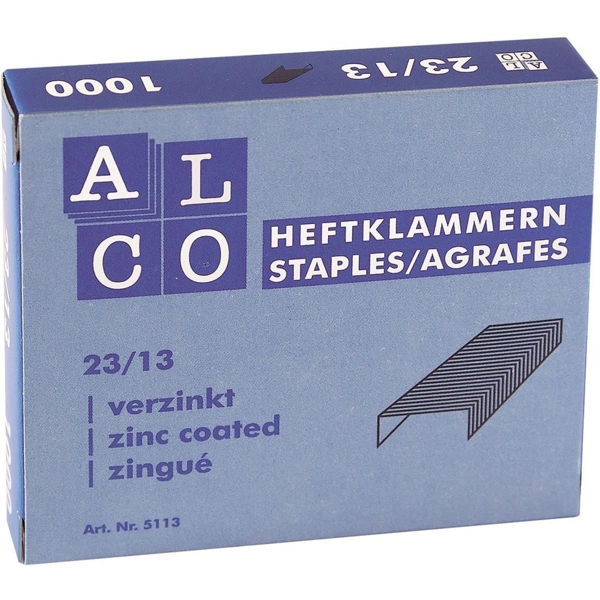 Alco, Büroklammer, Heftklammern Stahl verzinkt 23/13 VE=1000 Stück (1 x)