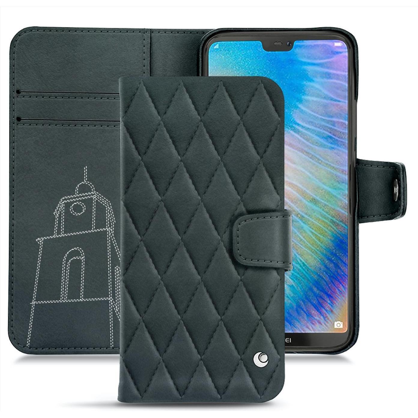 Noreve Lederschutzhülle Wallet (Huawei P20 Lite), Smartphone Hülle, Blau