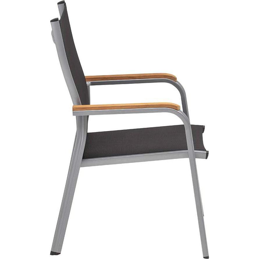 Thumbnail - 2x Kettler, Gartenstühle, Granada Stapelsessel zerlegt Aluminium/Outdoorgewebe Teak Armlehnen