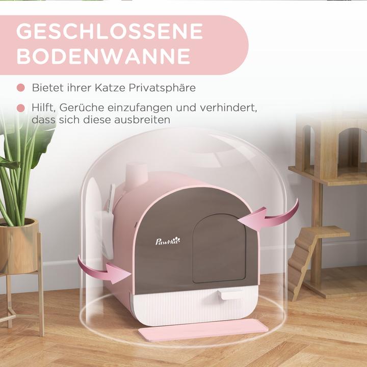 Produktbild PawHut Katzentoilette Kunststoff Rosa (Katzenklo geschlossen)