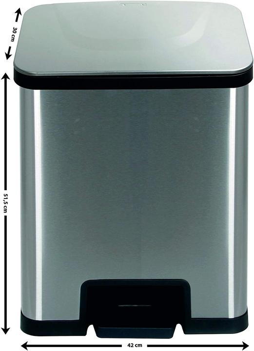 Echtwerk Powerstep Mülleimer 38,0 l edelstahl, schwarz (38 l)