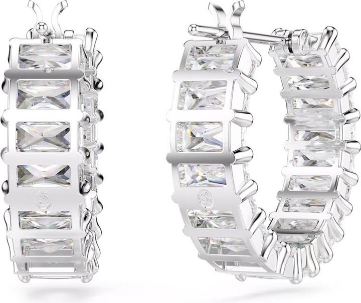 Actual product image Swarovski Matrix Kreolen Baguette Schliff Weiss Rhodiniert (Swarovski Metal)
