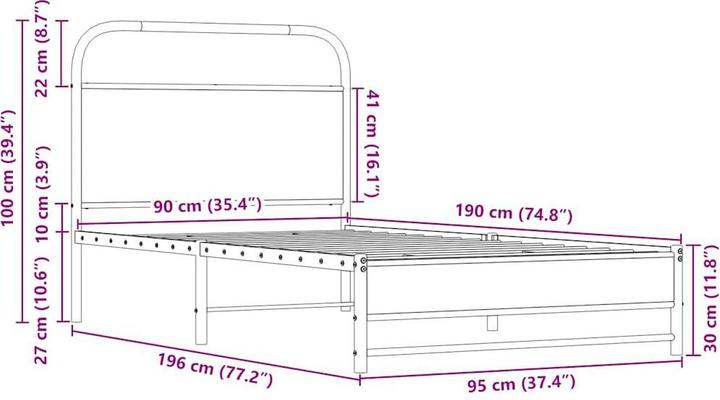 Image du produit vidaXL Bettgestell (90 x 190 cm)