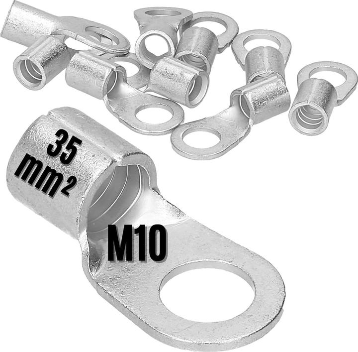 Produktbild Kalitec 10 Stück Q35-10 Quetschkabelschuh 35mm² M10 I Unisoliert I Dornpressung I Für mehr-, fein- u