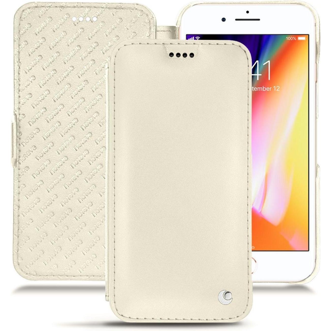 Noreve Lederschutzhülle horizontal (Apple iPhone 8 Plus), Smartphone Hülle, Weiss