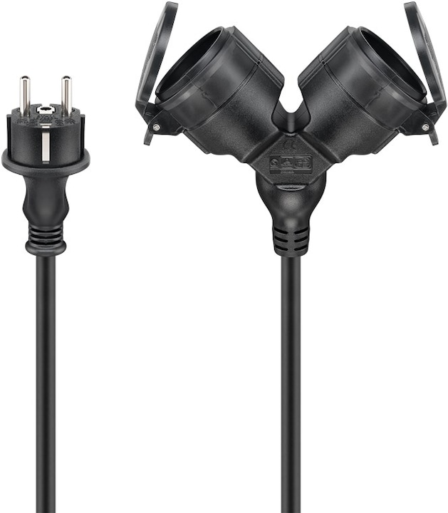 Produktbild Goobay Doppel-Verlängerungskabel Outdoor (5 m, CEE 7/3)