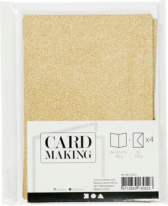 Productafbeelding Creativ Company Karten und Umschläge 10,5 x 15 cm Glitzergold - 4 Stück. (4 Pcs.)