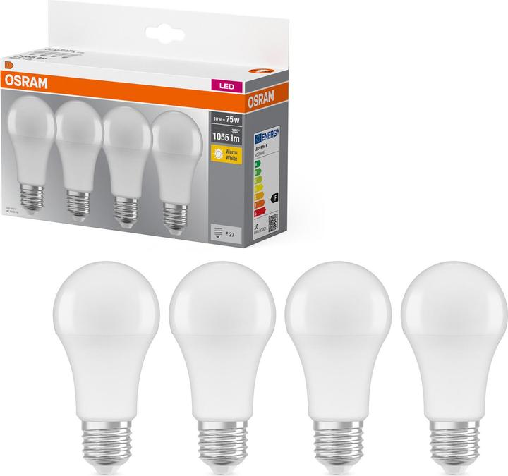 Produktbild Osram Led Base Classic A (E27, 11 W, 1055 lm, 4 x, F)